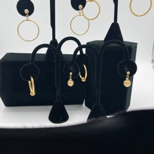 Vintage Gold-Tone Post Pierced Earrings Lot of 4 Pairs Mixed Styles